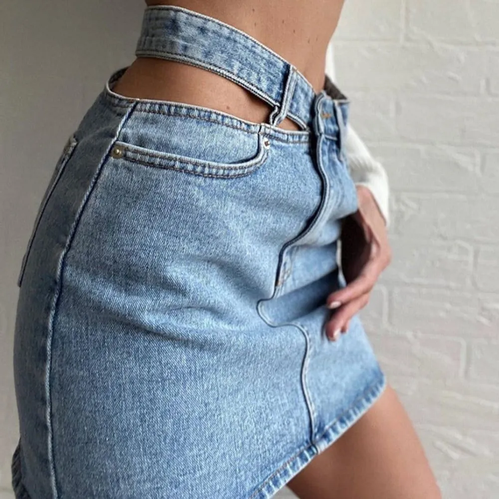 Denim Casual High Waist Mini Skirt