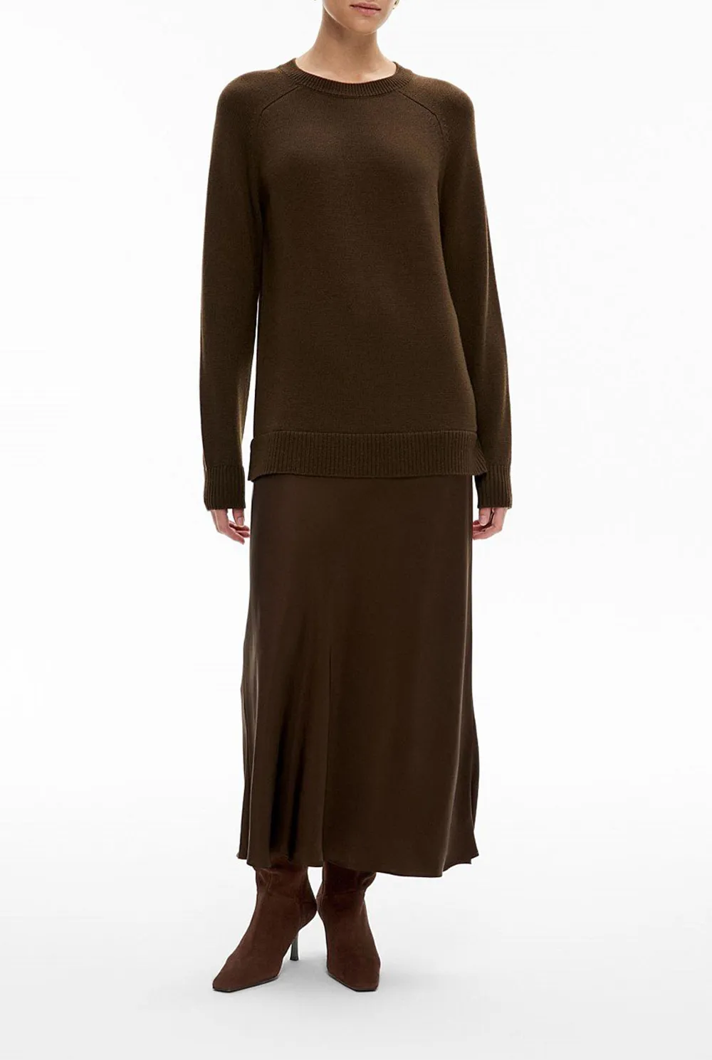 Solid-Color Knitted Wool Long Dress