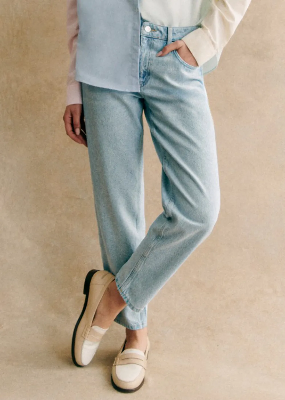 Mid-Rise Wide-leg Denim Trousers