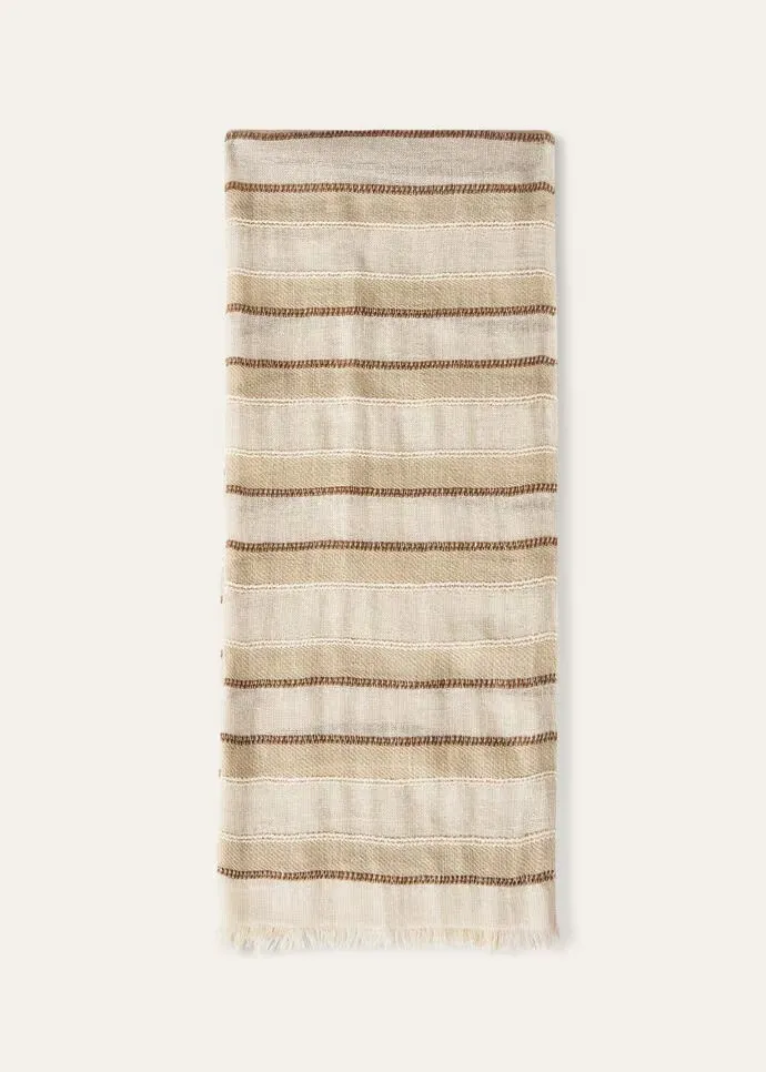 Beige Striped Woven Casual Scarf