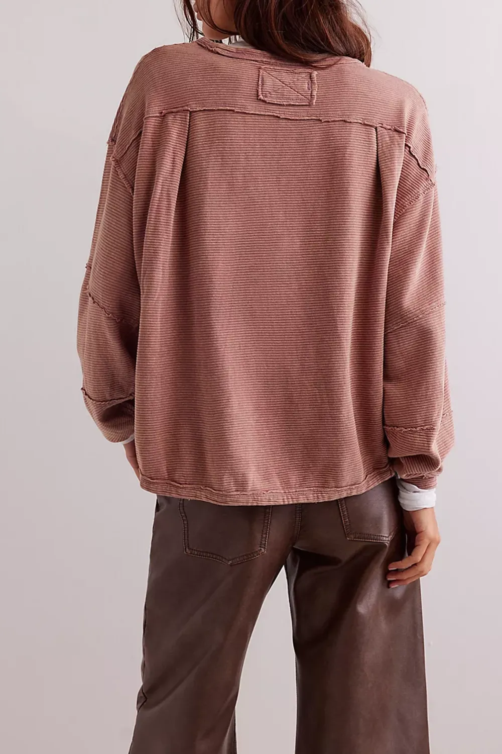 Ribbed Crew Neck Sweatshirt