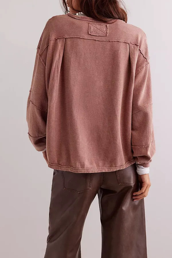 Ribbed Crew Neck Sweatshirt