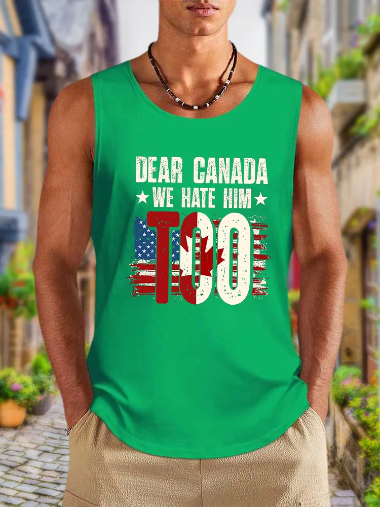 Men'S Dear Canada We Hate Him Too Round Neck Cotton Vest