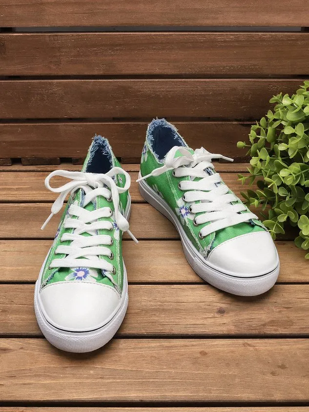 All Season Canvas Sneaker Heel Casual Flats