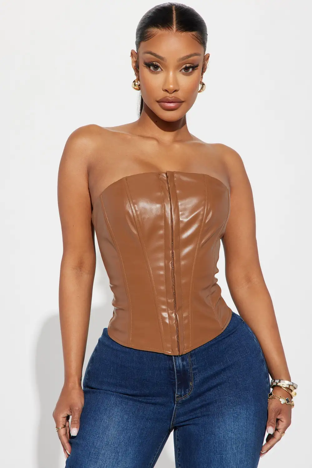 Glam Babe Corset Top - Mocha