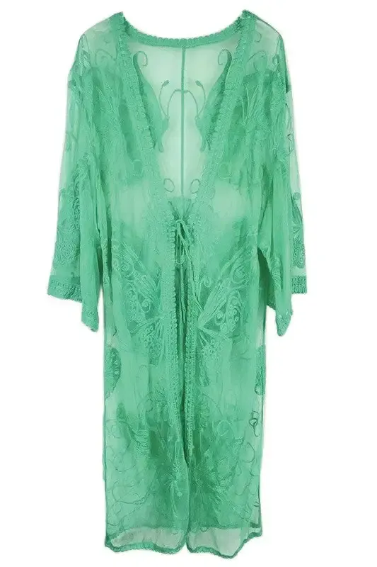 Butterfly Pattern Lace Kimono  choice of colors