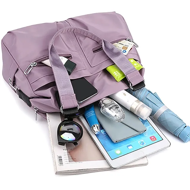 Women's Tote Shoulder Bag Hobo Bag Gym Bag Nylon Daily Holiday Zipper Large Capacity Waterproof Foldable Solid Color Orchid Black Light Green