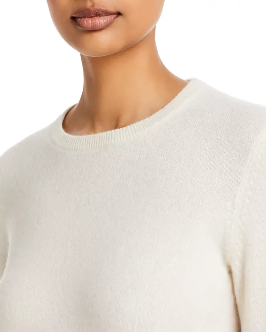 Casual Style Ribbed Crewneck Cashmere Sweater
