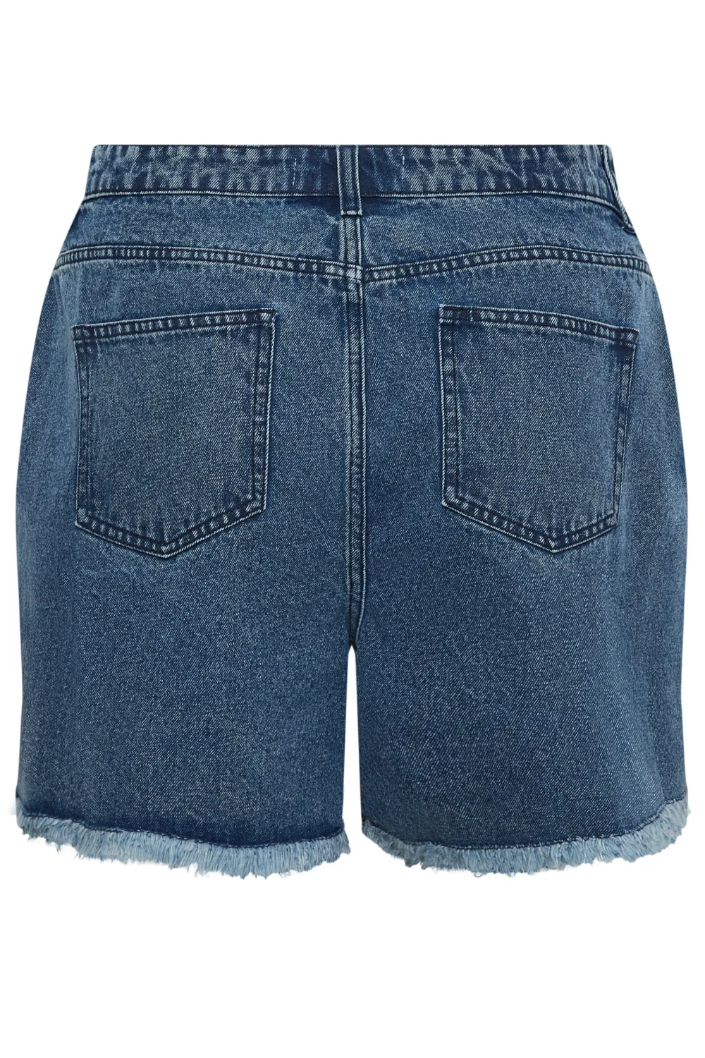 Curve Mid Blue Ripped Floaty Denim Shorts
