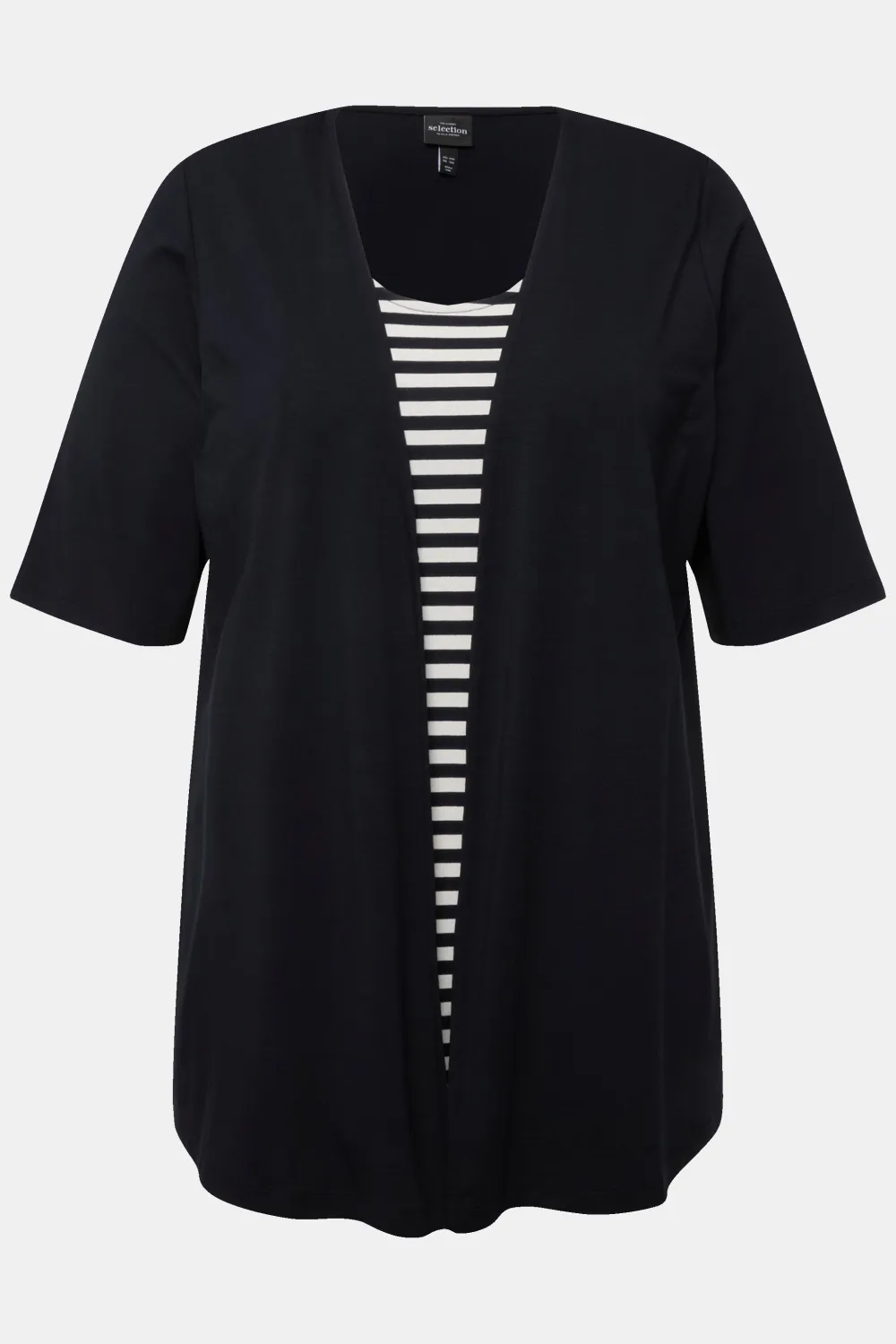 Two-in-One-Shirt Ringel Rundhals Halbarm