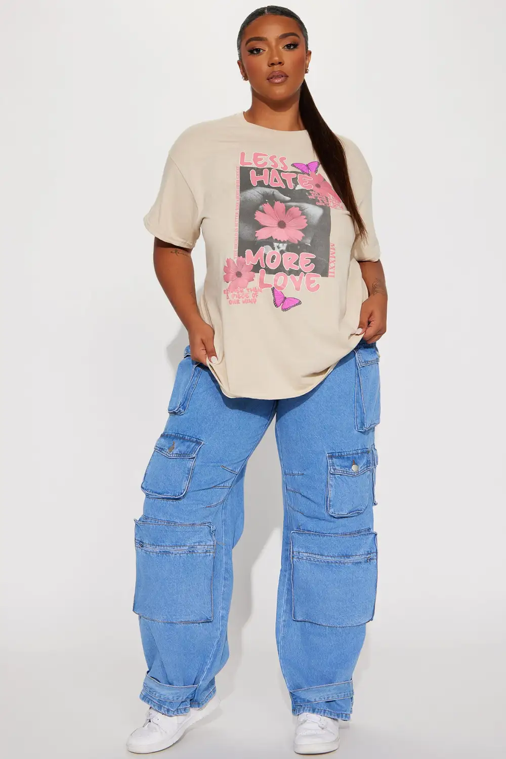 Less Haters More Love Graphic Tshirt - Sand