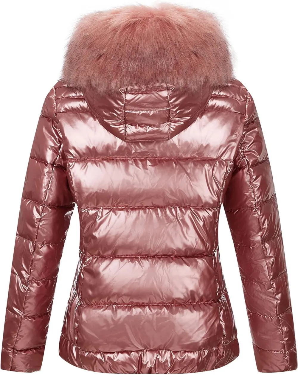 Womens Lightweight Puffer Jacket, Winter Coats for Women Warm Quilted Bubble Padded Hood Coat with Faux Fur Collar