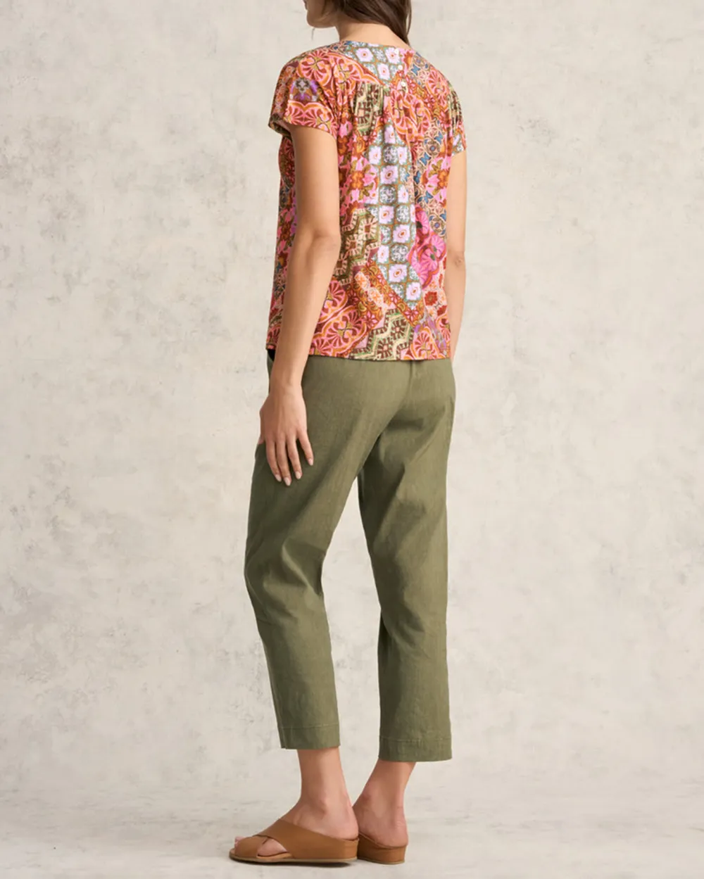 Short Sleeve Patchwork Print Blouse