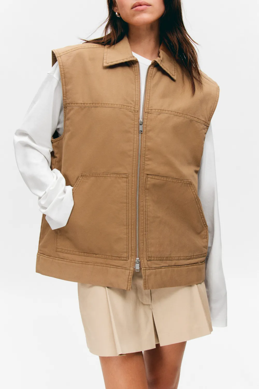 Canvas Zip Up Vest