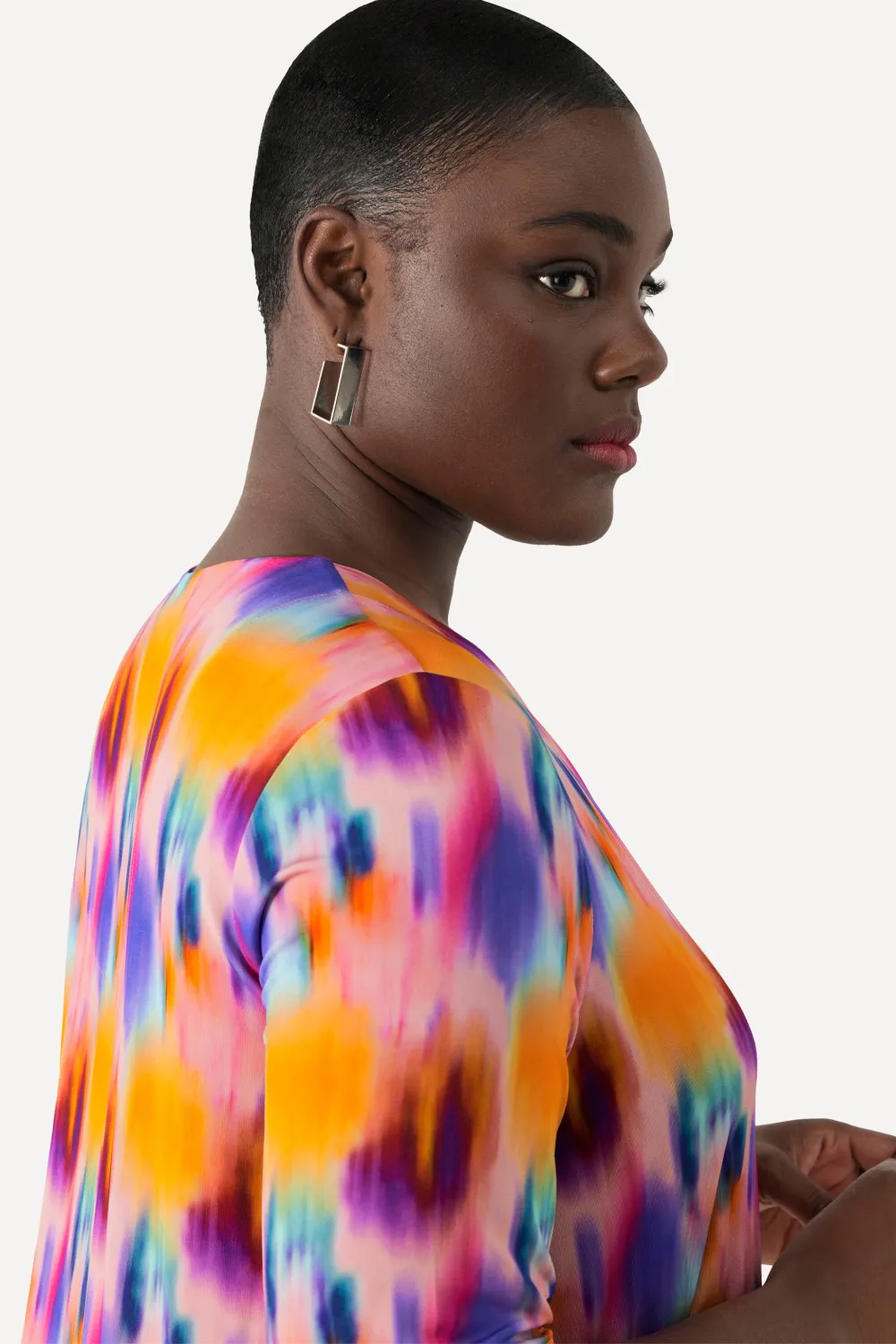 Slinkyshirt, A-Linie, V-Ausschnitt, Halbarm