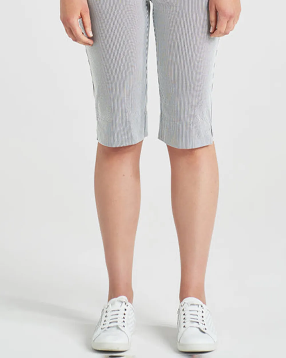 Striped Knit Knee Length Shorts