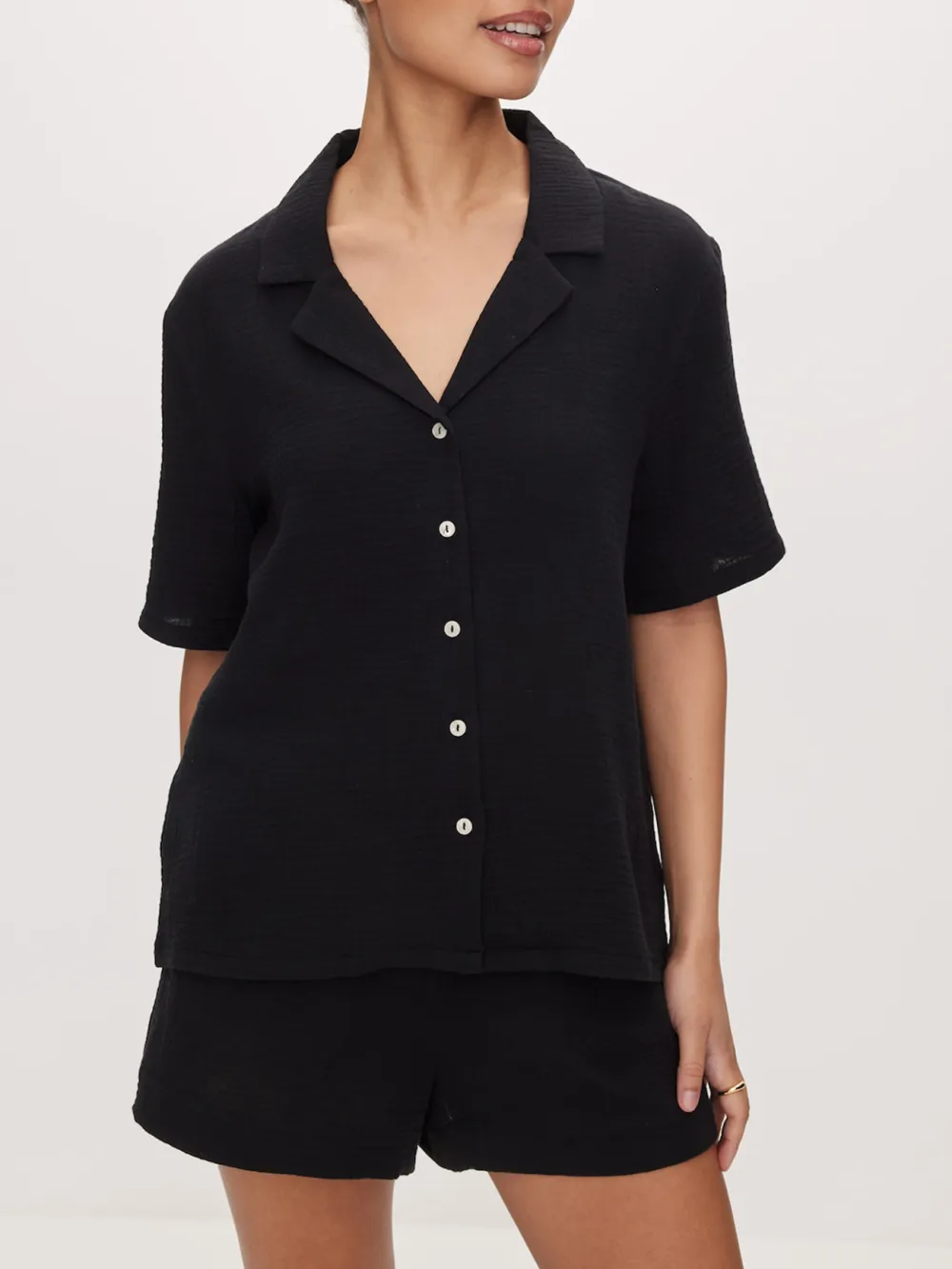 Cotton Skinny Waffle Shirt