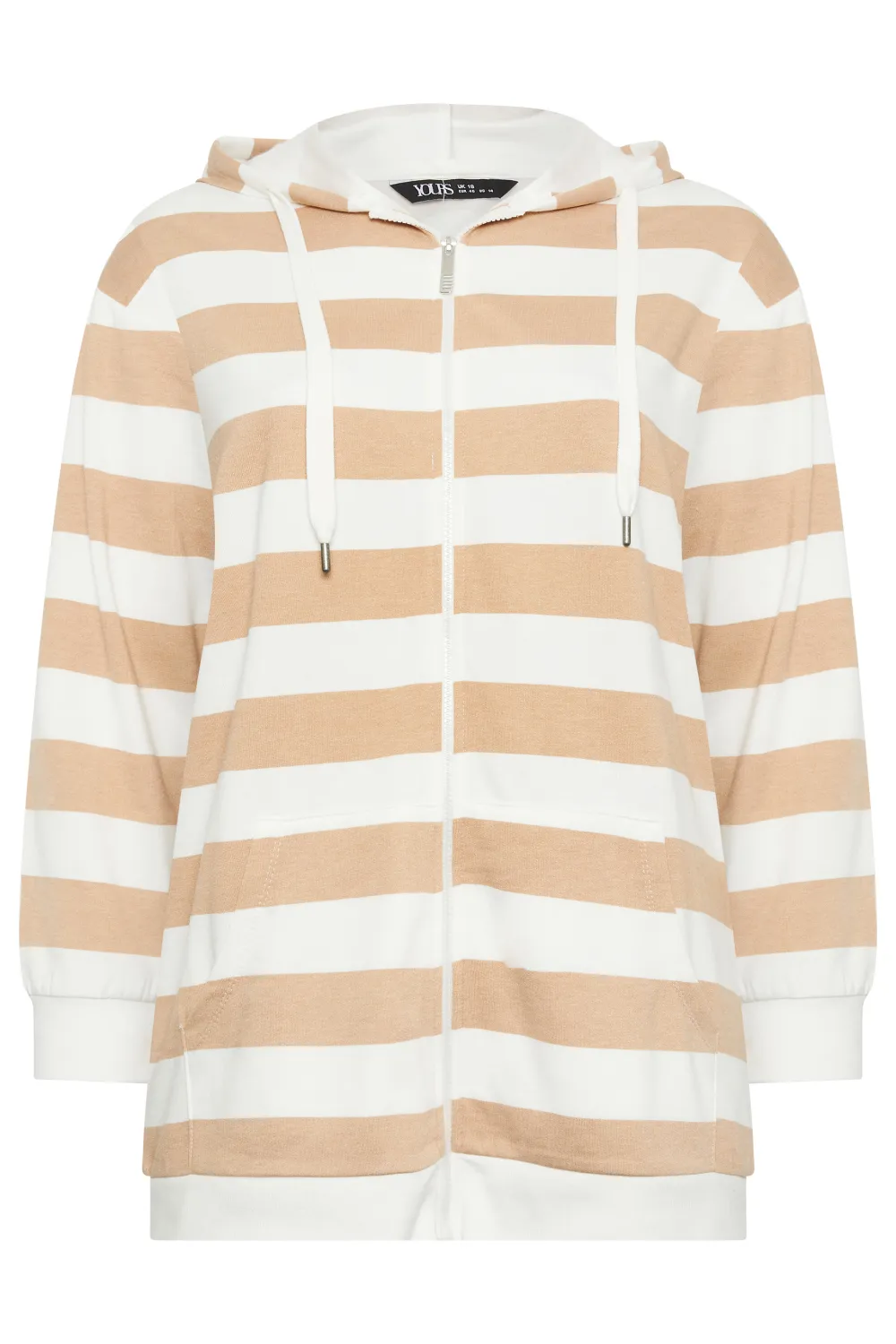 YOURS Curve Brown Stripe Zip Through Hoodie