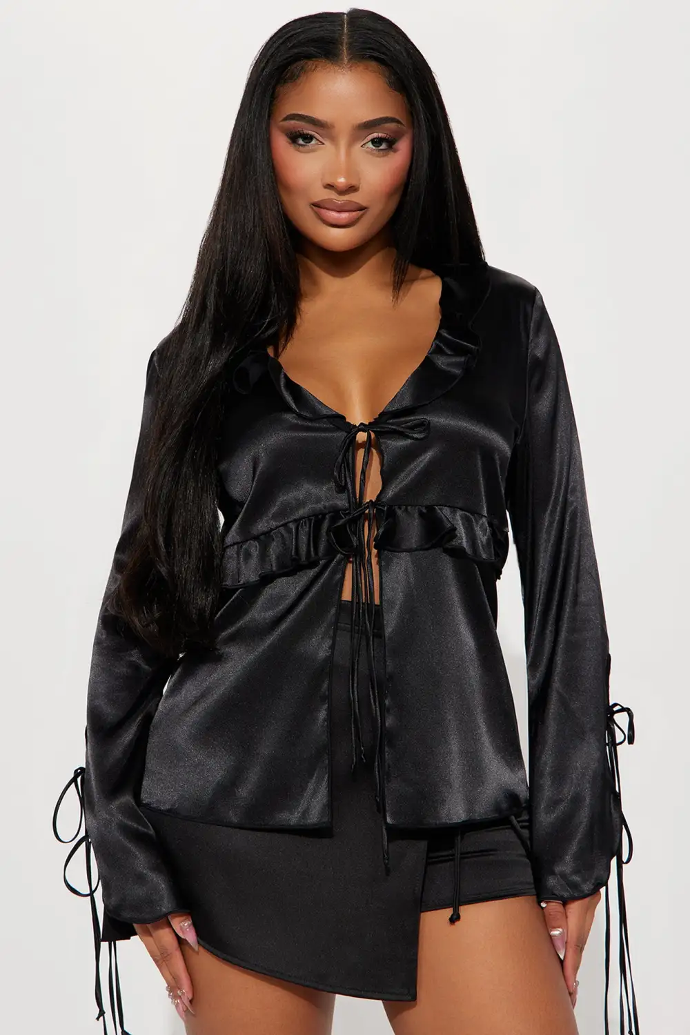 Sweet Attitudes Satin Top - Black
