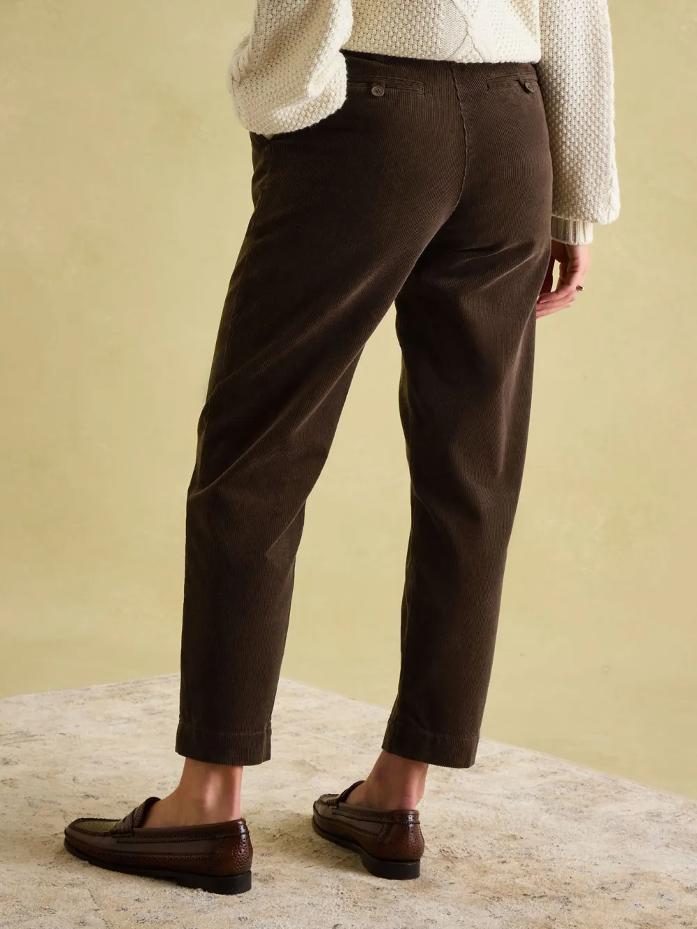 Dark Brown Corduroy Tapered Trousers