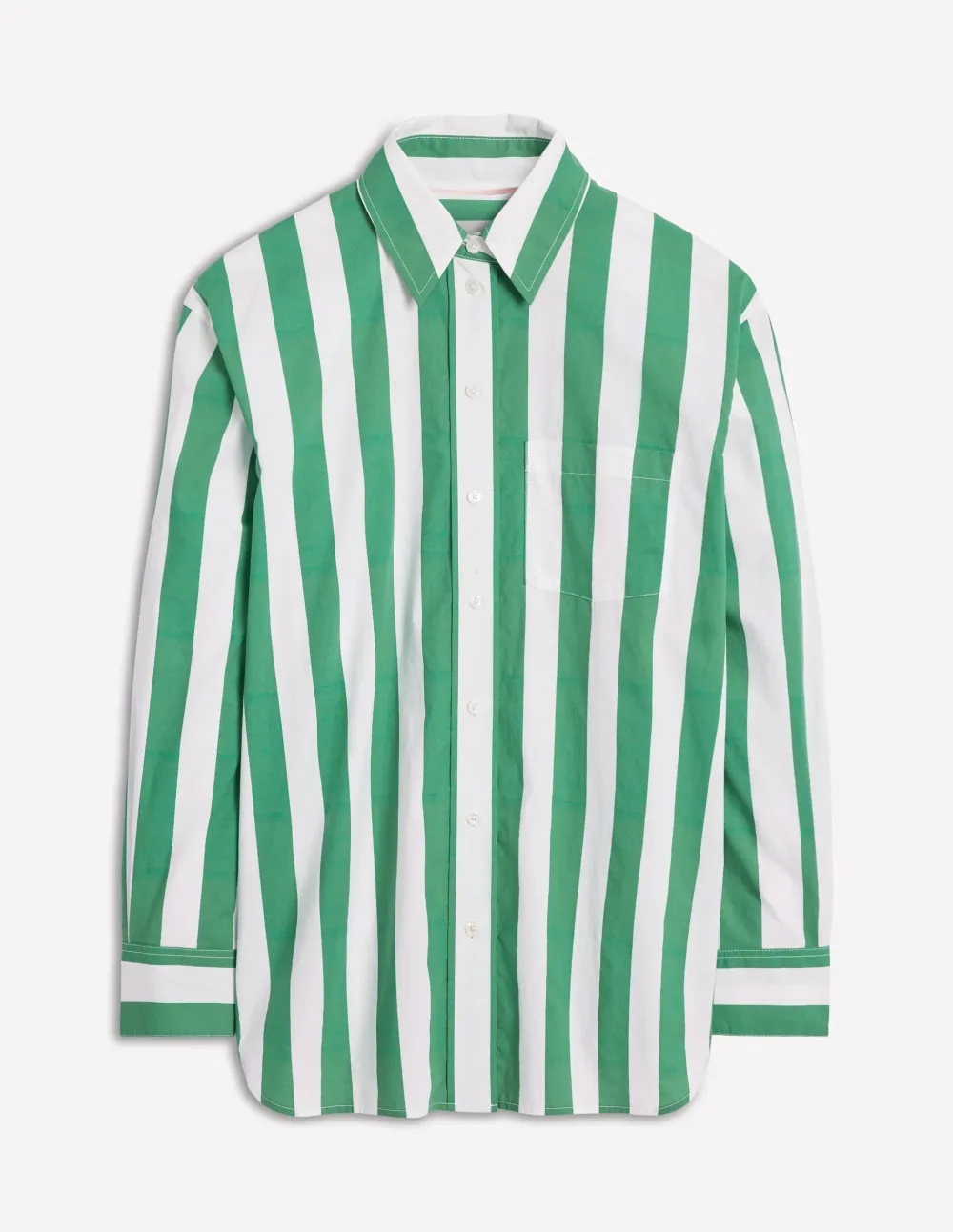 Rich Emerald Wide Stripe Cotton Shirt