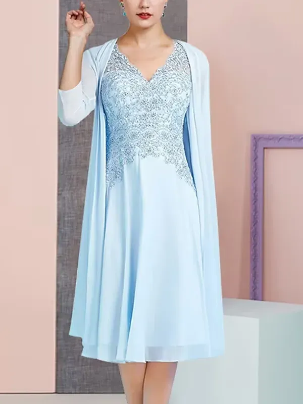 Lace Dress Chiffon Top Suit