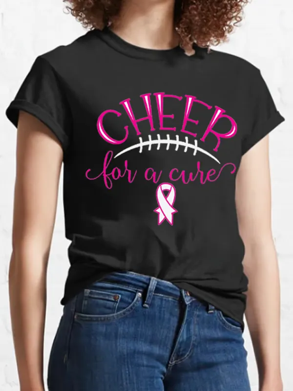 Women'S T-Shirts Women'S Breast Cancer Awareness Pink Ribbon Printed Crew Neck Short Sleeve T-Shirt