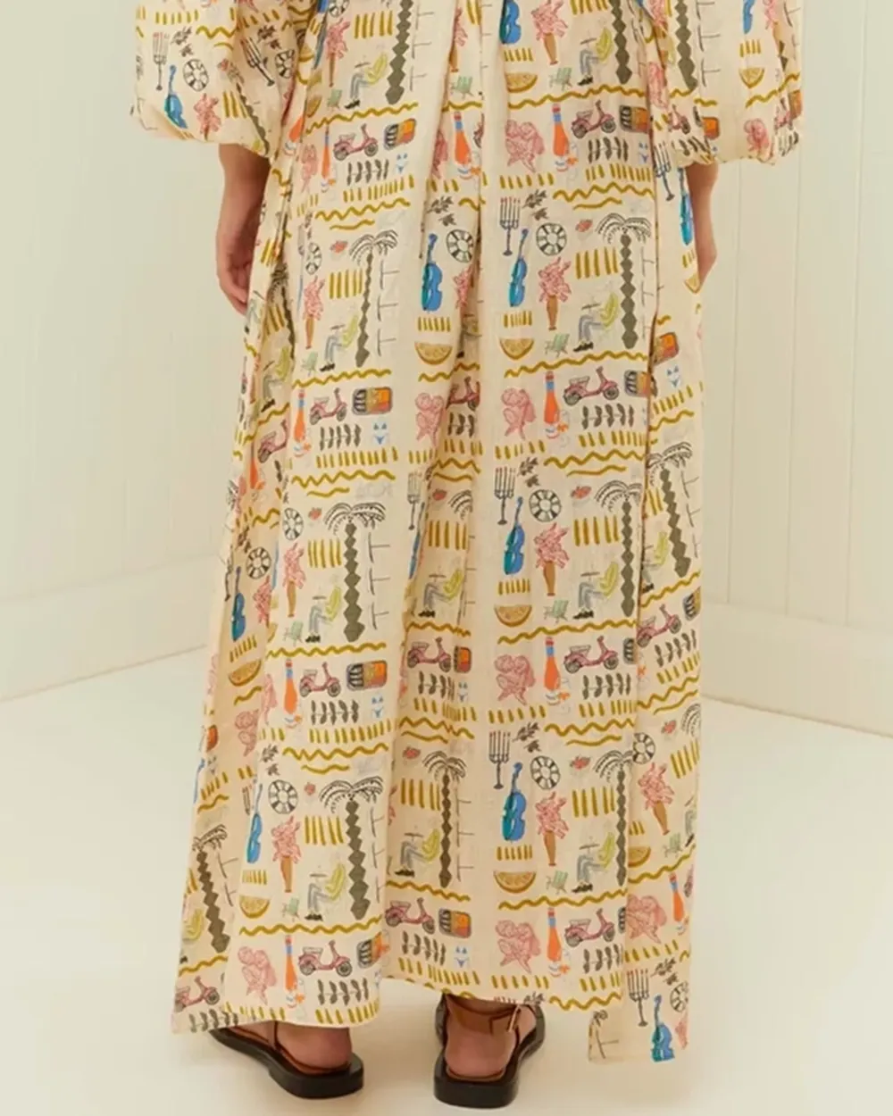 Linen Stand-Up Collar Dress