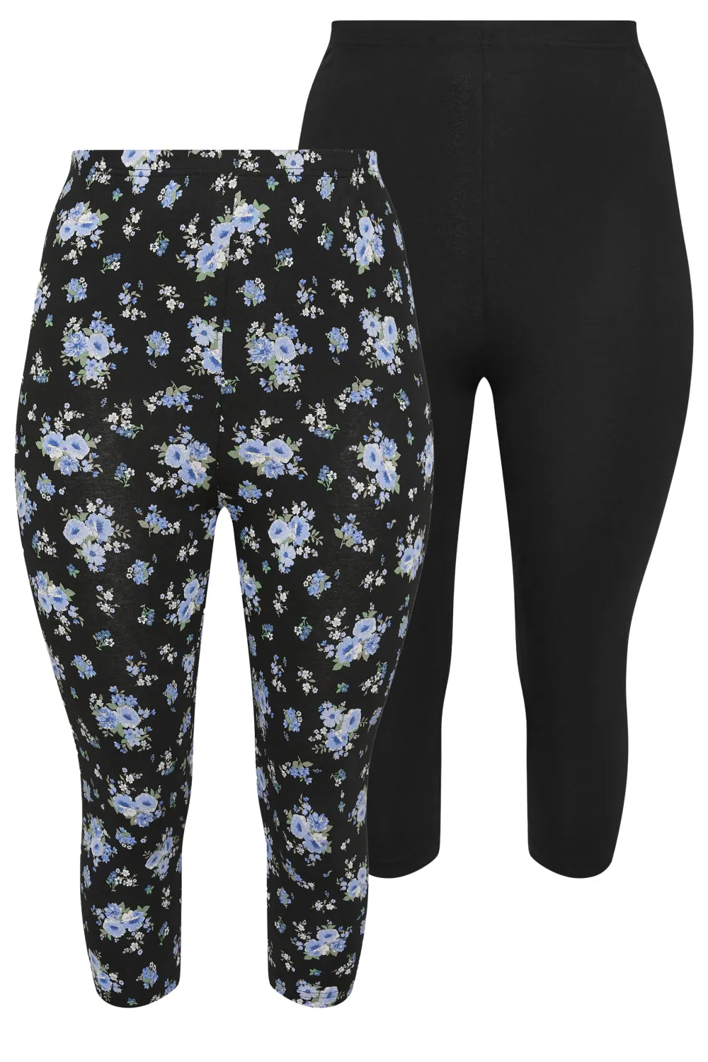 YOURS Curve 2 PACK Black Aztec Print Cropped Leggings