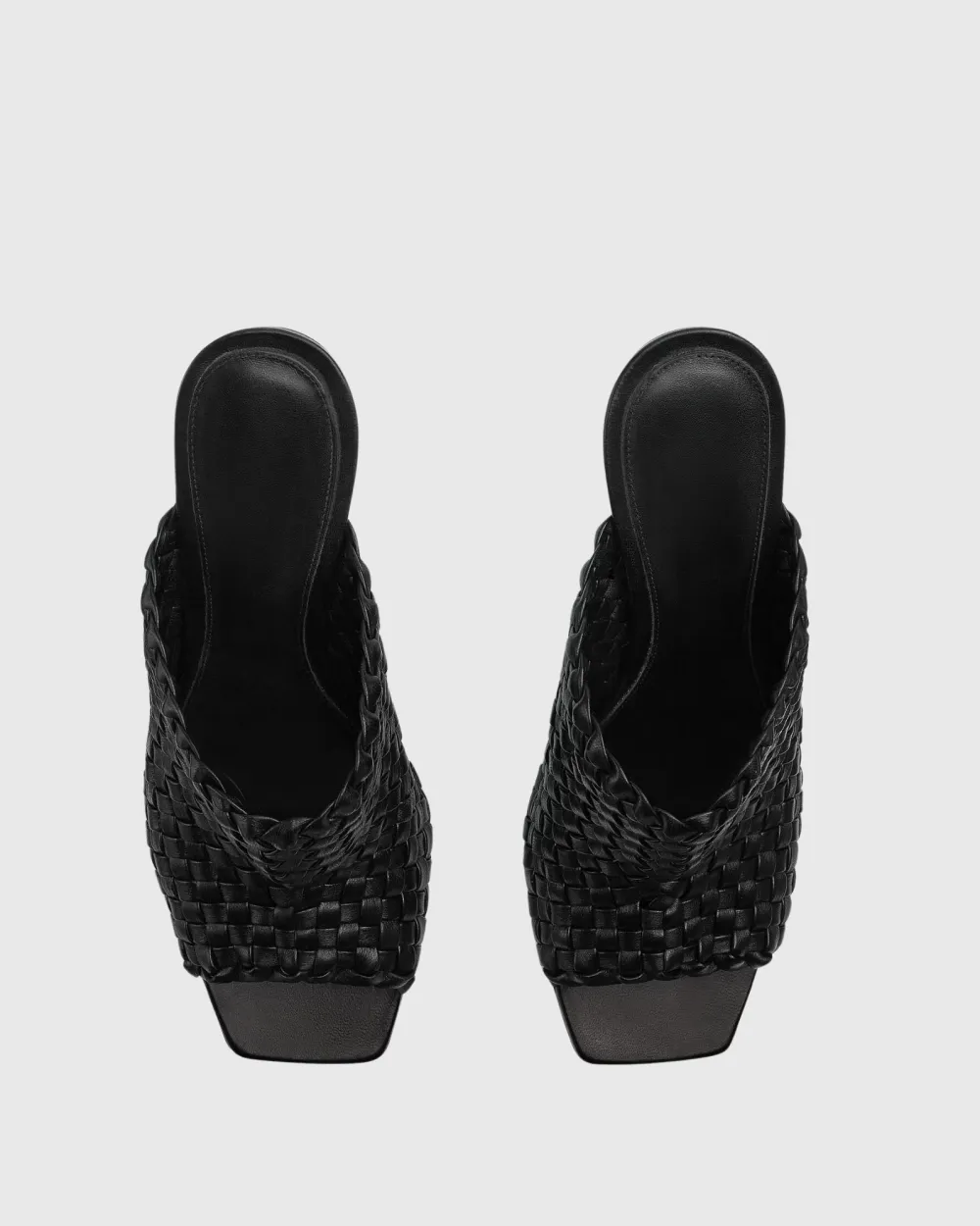 Woven Metal Knot Mules in Black
