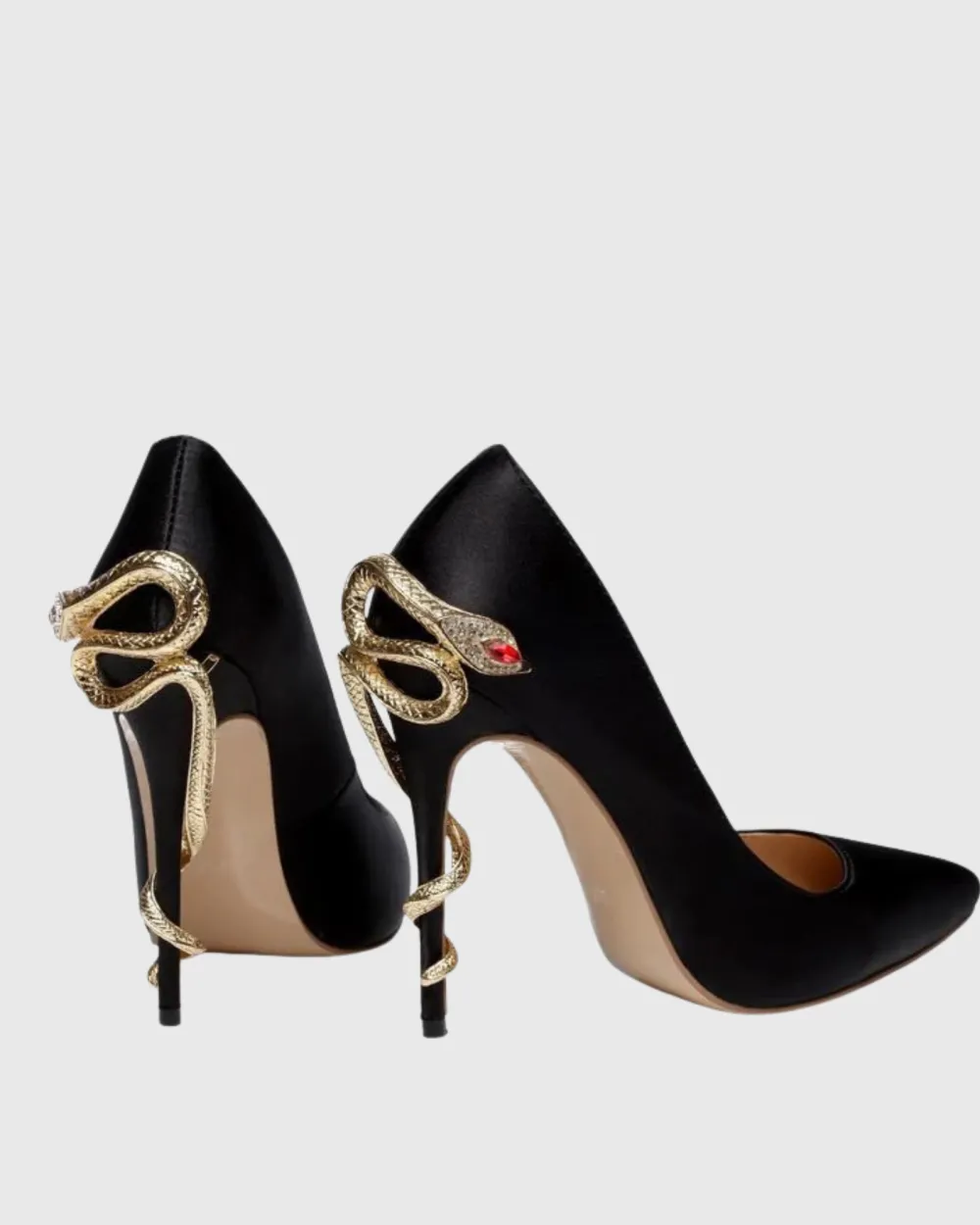 Rhinestone Snake Heels in Black