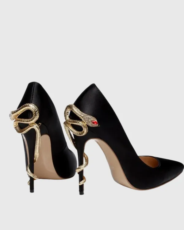 Rhinestone Snake Heels in Black