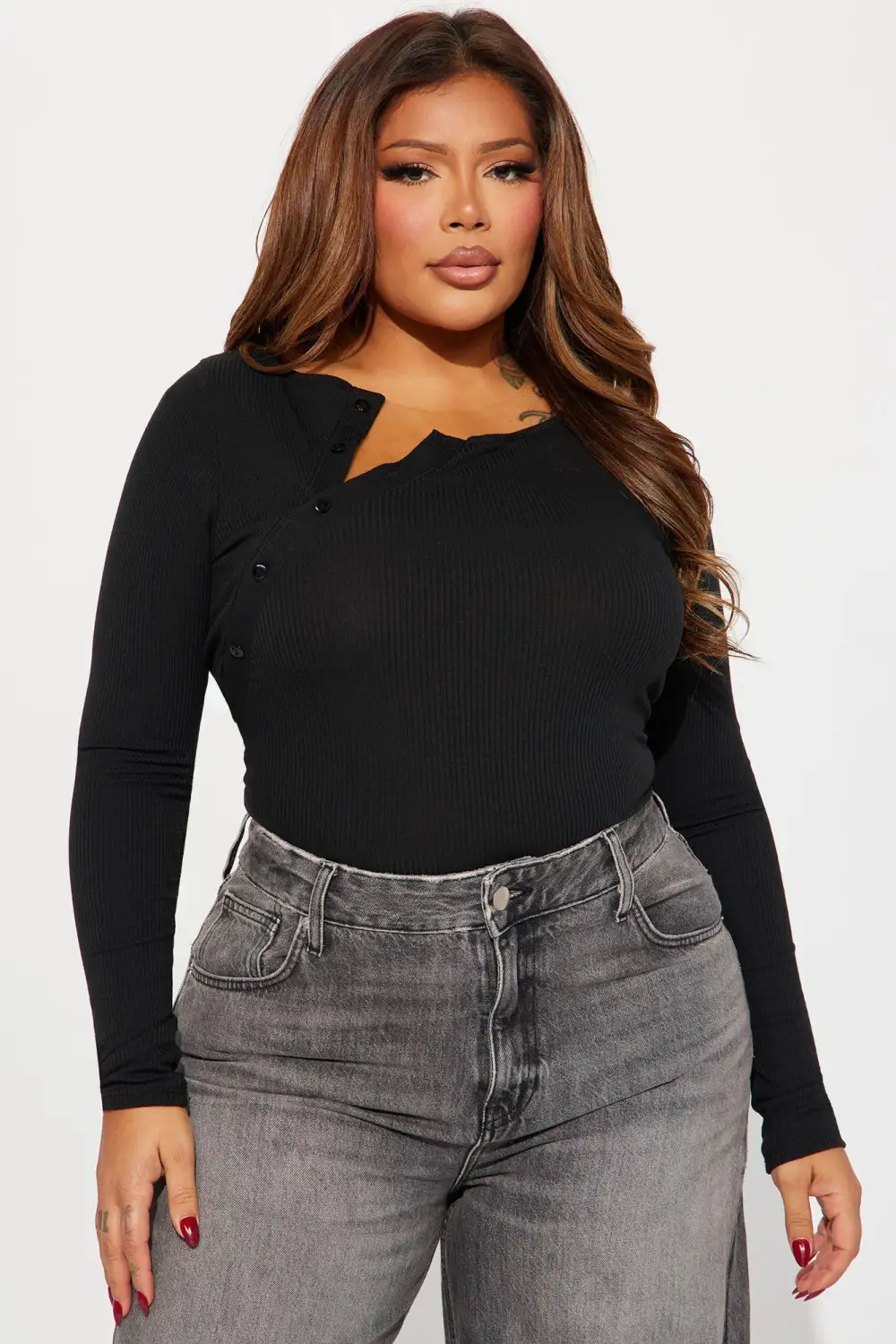 Open To It Ribbed Bodysuit - Black