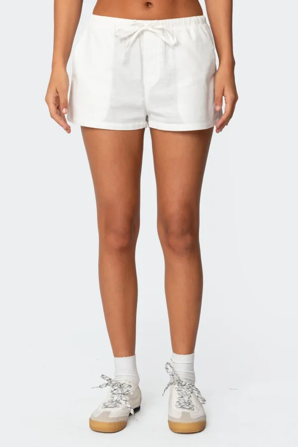 Lace-up Linen Look Shorts
