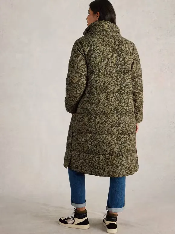 Quilted Coat In Black Print