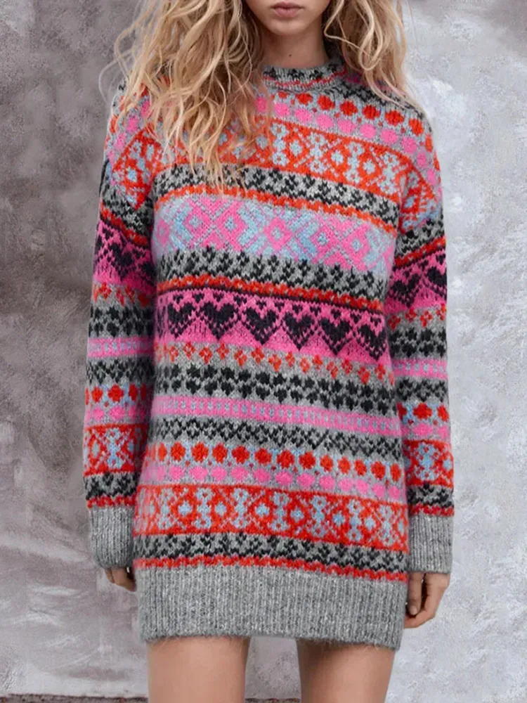 Vintage Snowflake Sweater Mini Dress