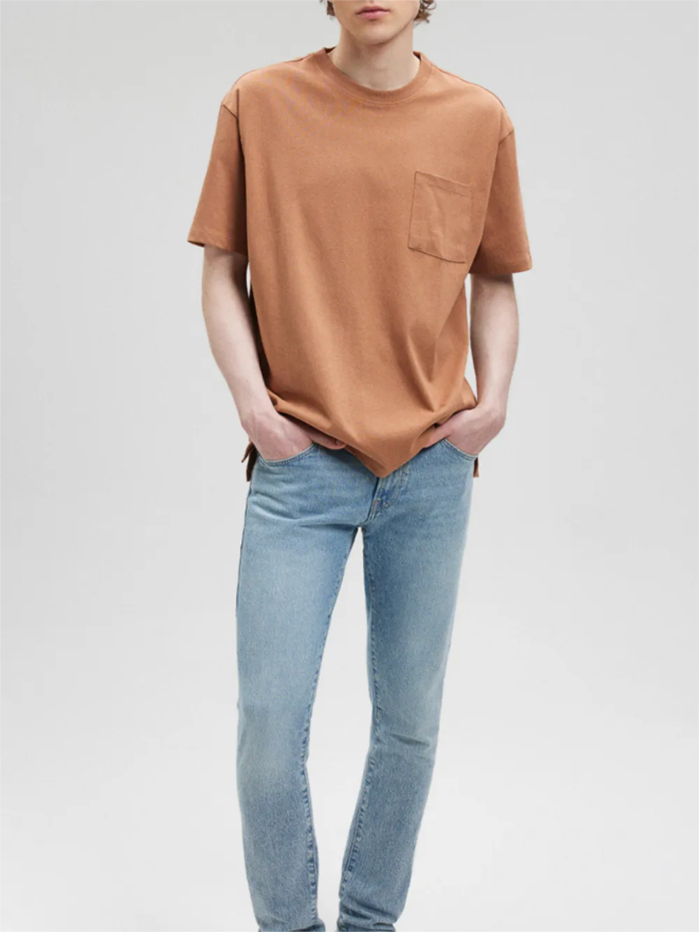 Brown Short - Sleeve Printed Pocket Tee