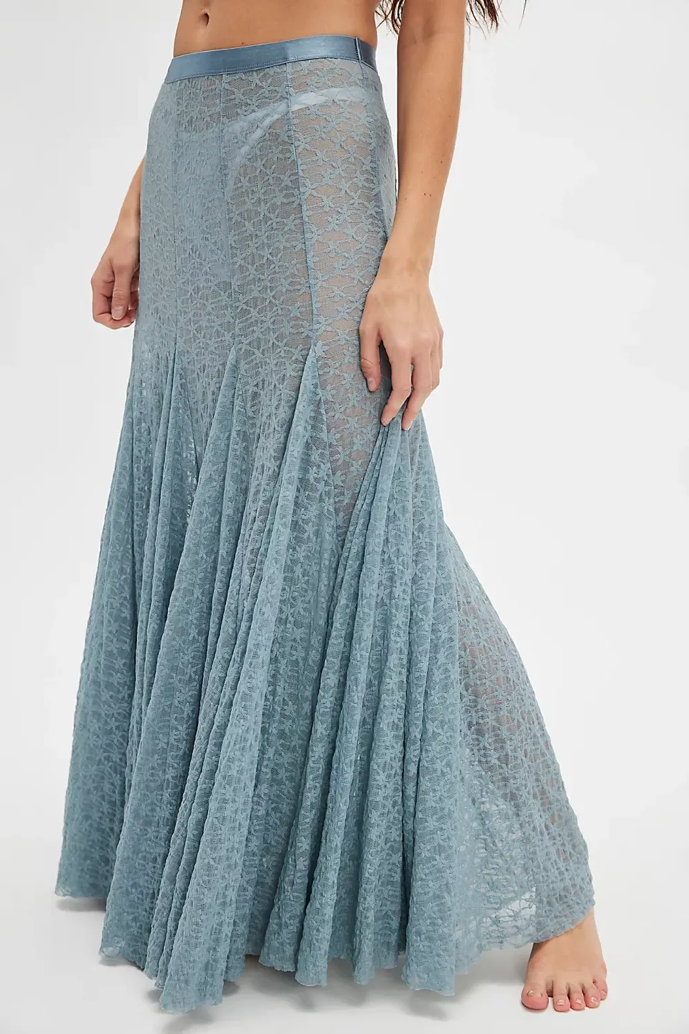 Lace Trimmed Maxi Skirt