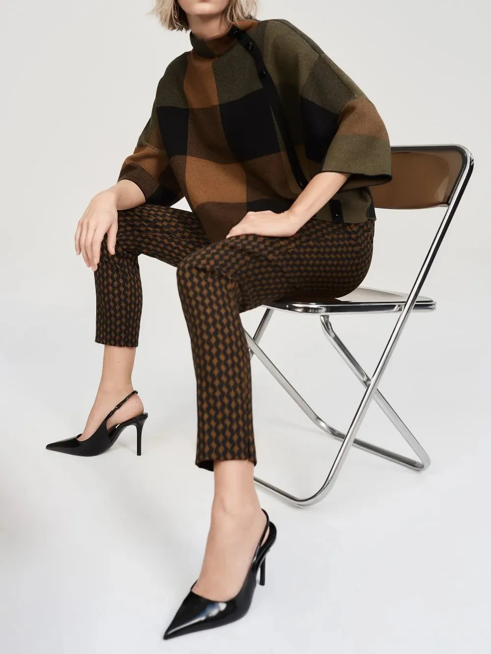 Brown Polka - Dot Ankle Pants