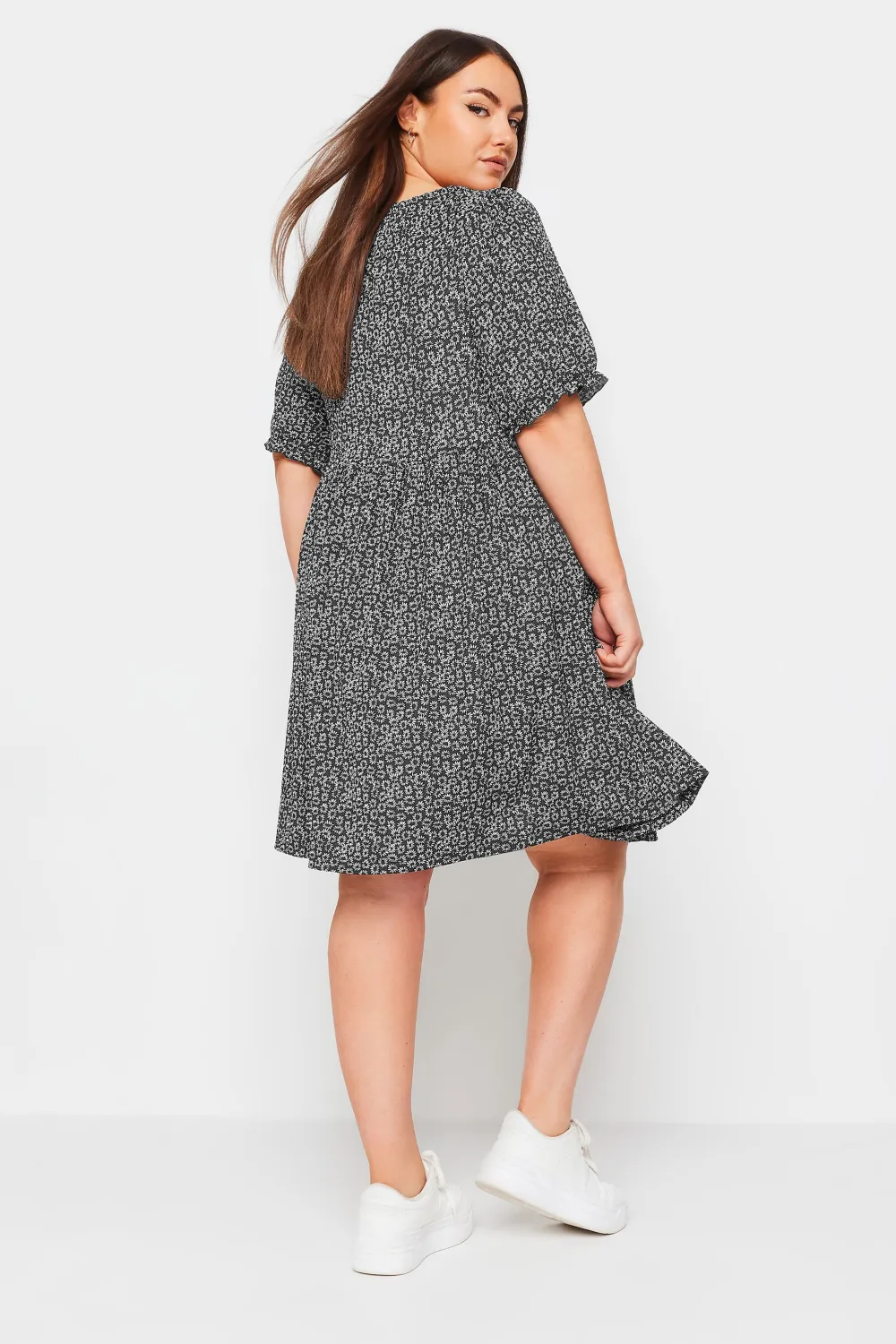 YOURS Curve Black Leopard Print Textured Mini Dress