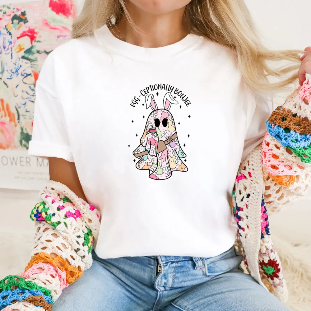 Easter Egg-Ceptionally Boujee Printed Round Neck Short Sleeve T-Shirt