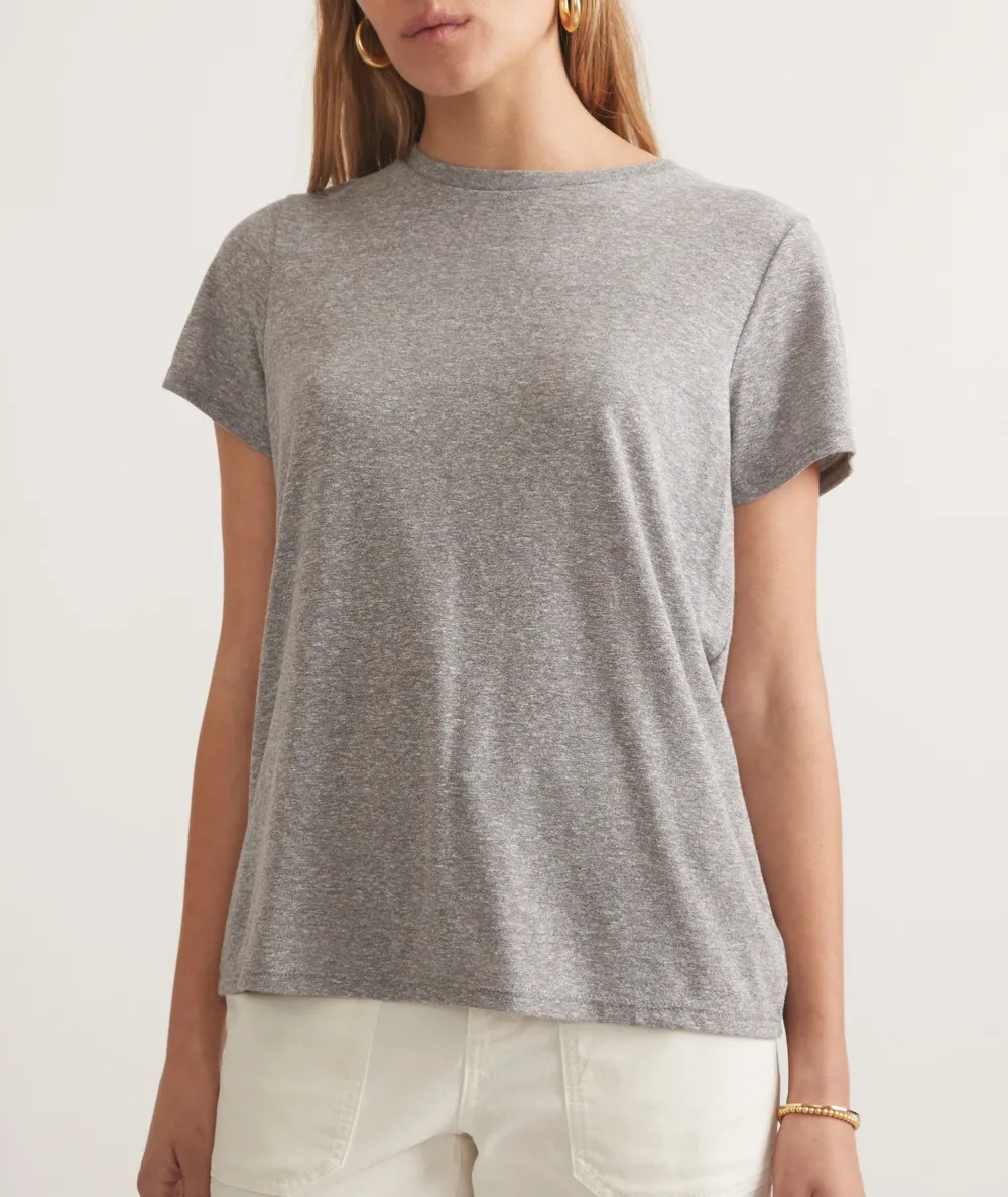 Heathered Fabric Crew Neck Casual Tee