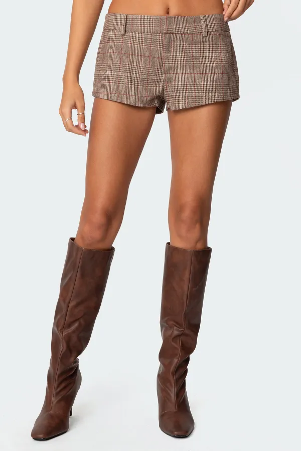 Low-rise Houndstooth Shorts
