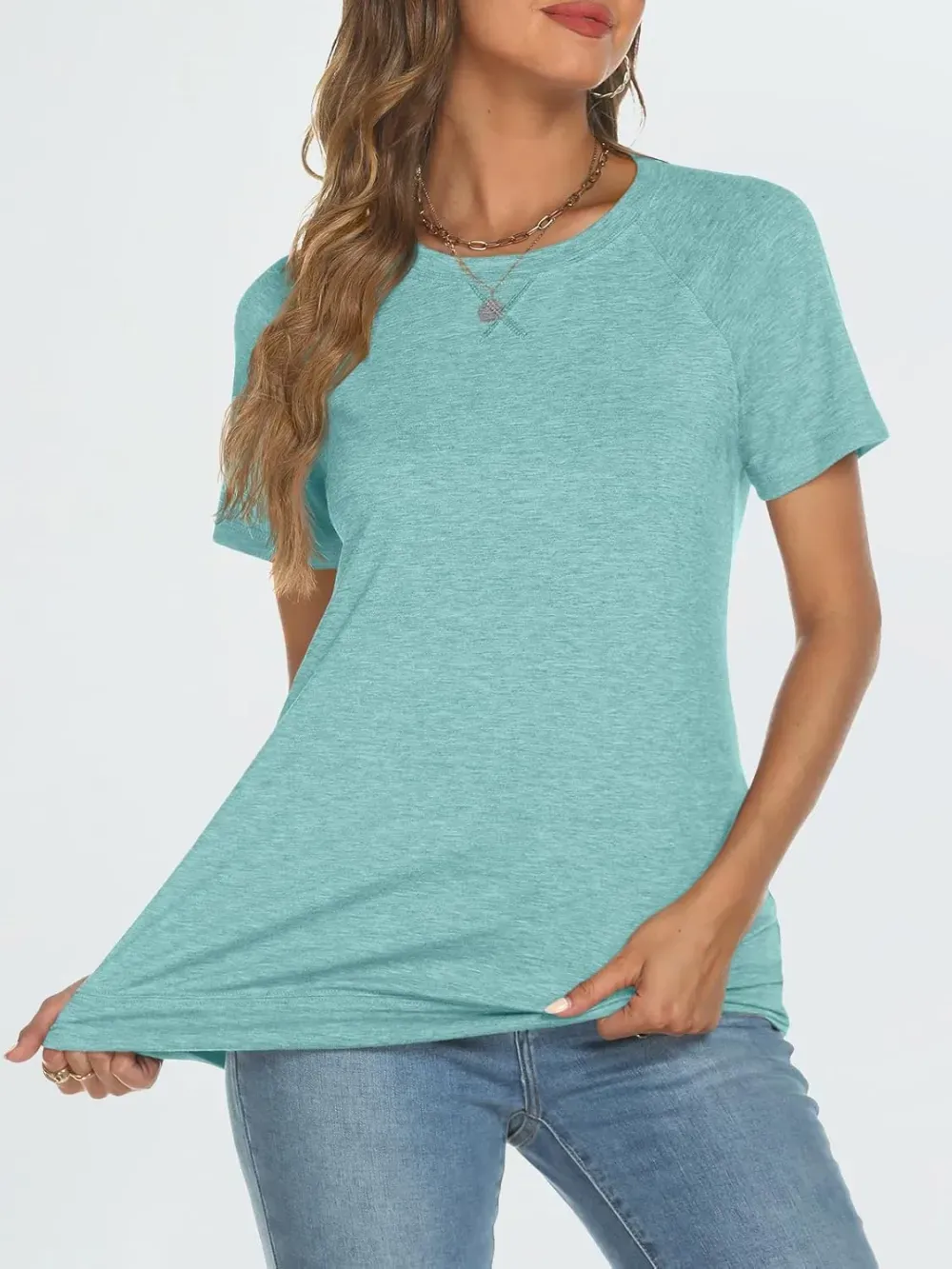 AUTOMET T Shirts Short Sleeve Crewneck Tees for Women Trendy Lightweight Soft Casual Summer Tops Clothes 2024