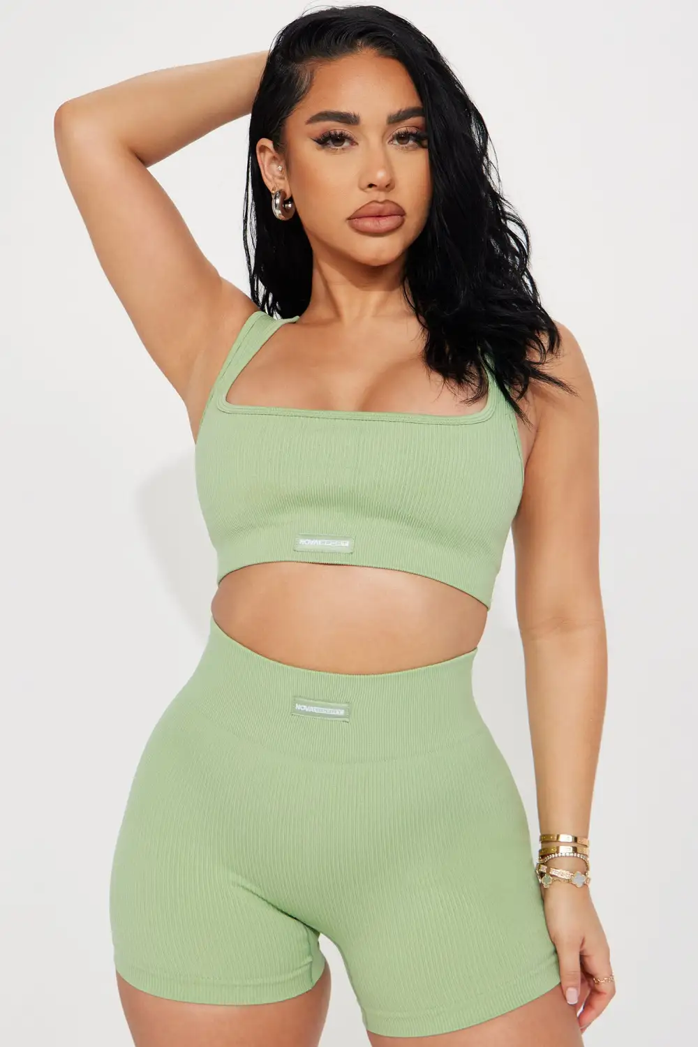 Effortless Orpheus Ribbed Seamless Bra Top - Sage