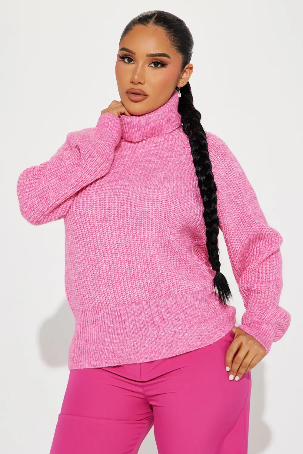 Clover Turtleneck Sweater - Pink