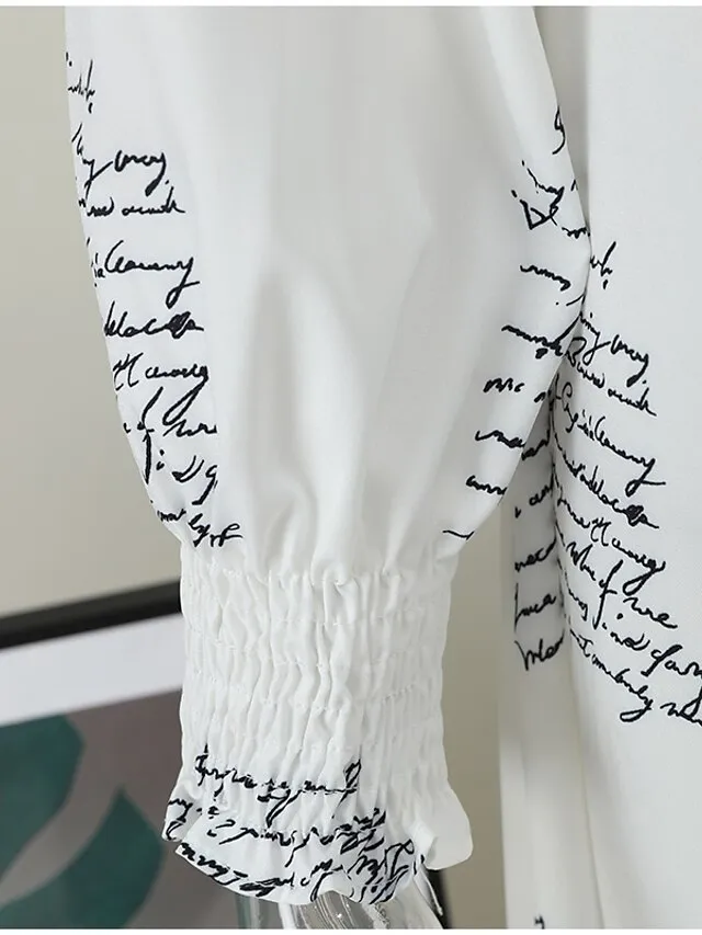 Women's Casual Dress Shirt Dress Casual Dress Geometric Print Button Pocket Shirt Collar Maxi long Dress Basic Casual Outdoor Daily Long Sleeve Regular Fit Leopard Pattern white Black Summer Spring S