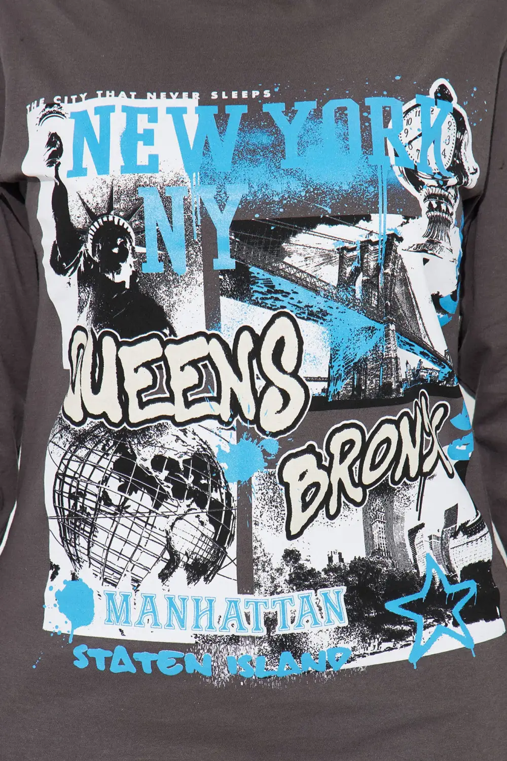 Anywhere In New York Long Sleeve Tee - Grey