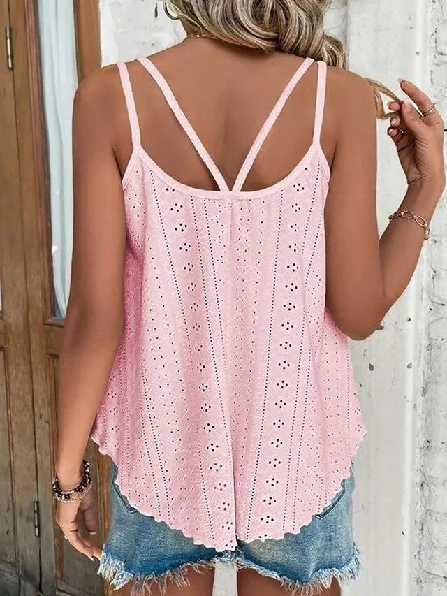 Women's Tank Top ArmyGreen Black White Plain Sleeveless Casual Basic Round Neck Regular Fit