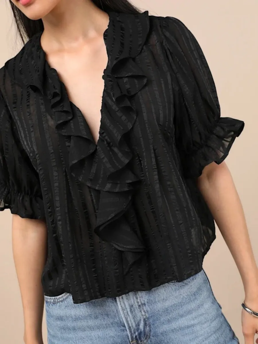 Ruffled Half Sleeve Blouse